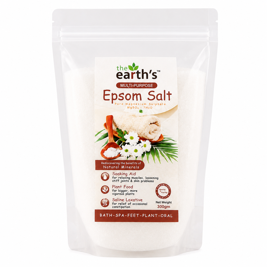 The Earth's Epsom Salt Pure Magnesium Sulphate 300g