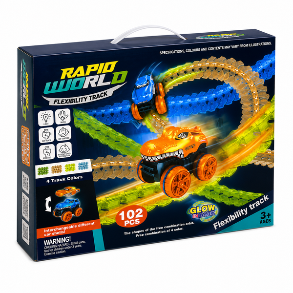Build, Twist & Race with the 102PCS Dino Track Set!