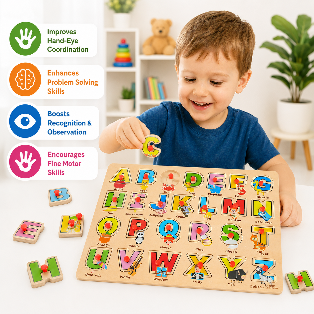 Wooden Alphabet ABC Puzzle Board for Kids