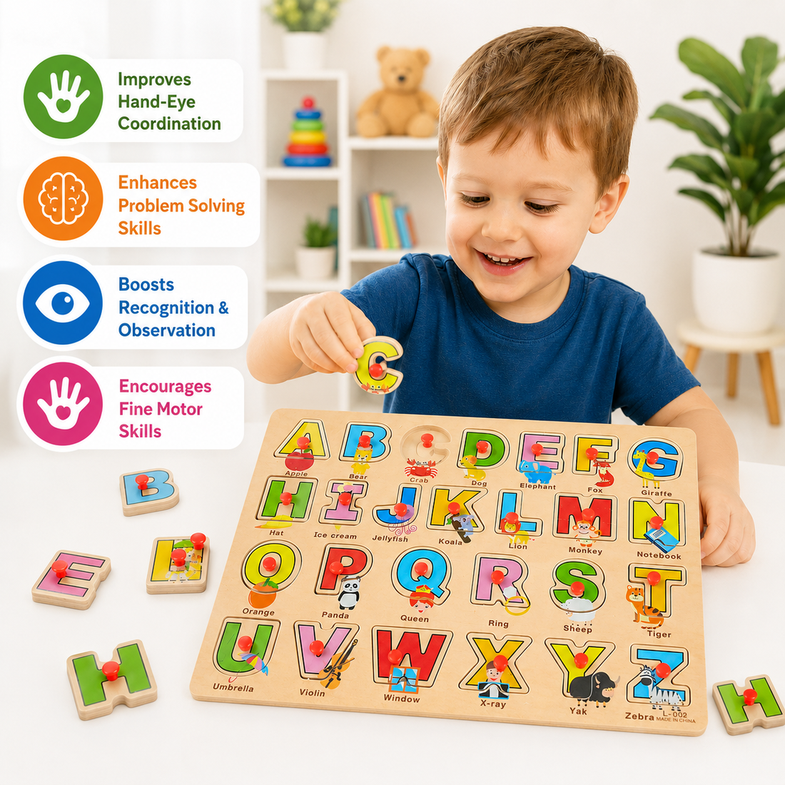 Wooden Alphabet ABC Puzzle Board for Kids