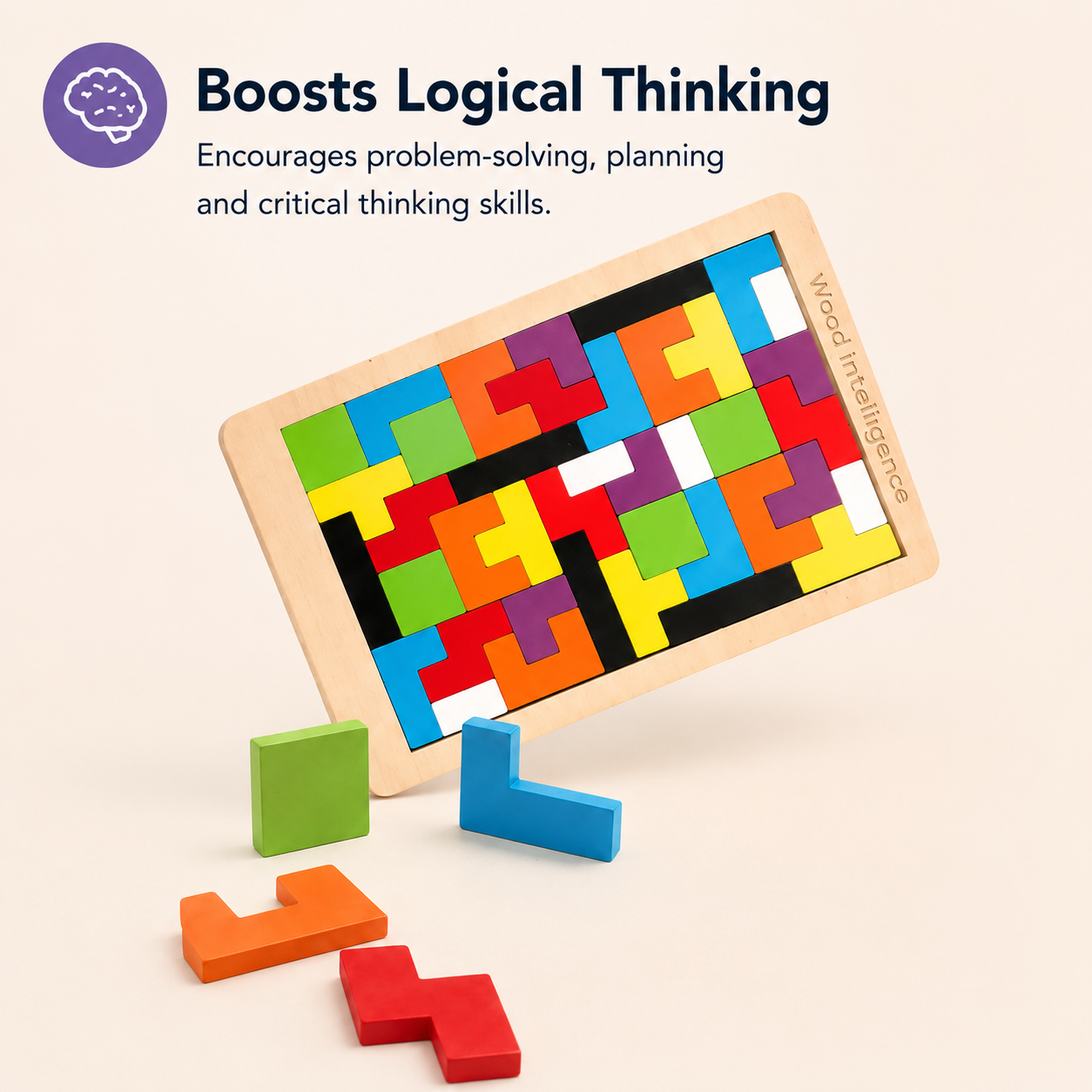Wooden Tetris Intelligence Puzzle Board
