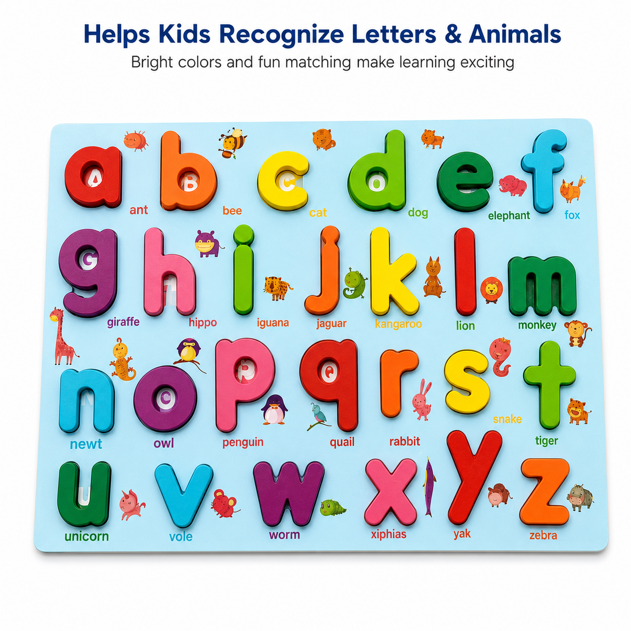 Wooden Lowercase Alphabet Puzzle Board for Kids a -z