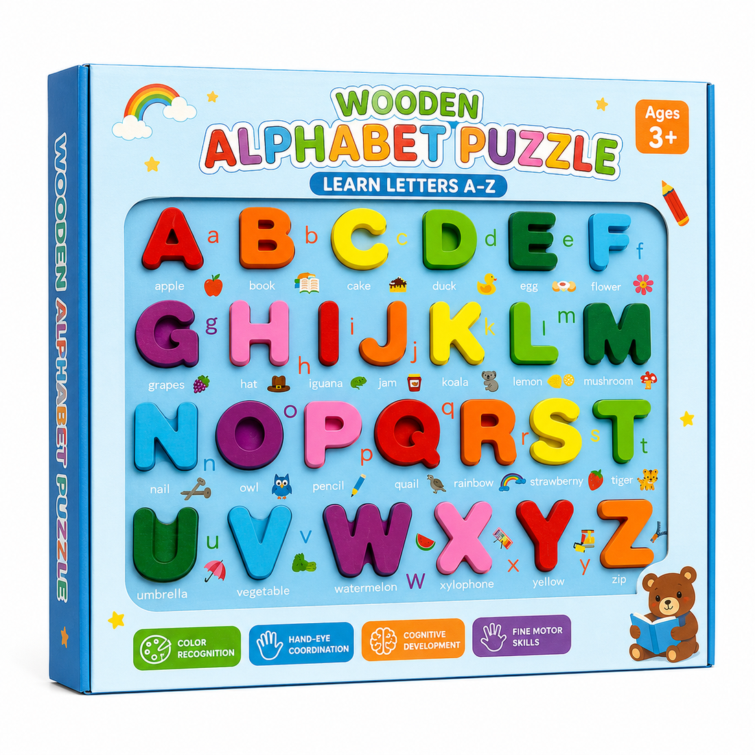 Wooden Uppercase Alphabet Puzzle Board for Kids