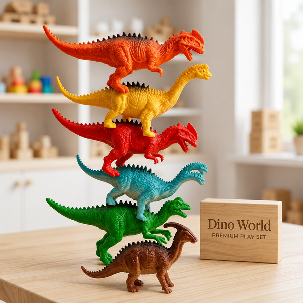 Happy Animal World Dinosaur Figures Set – 8 Colorful Dinos