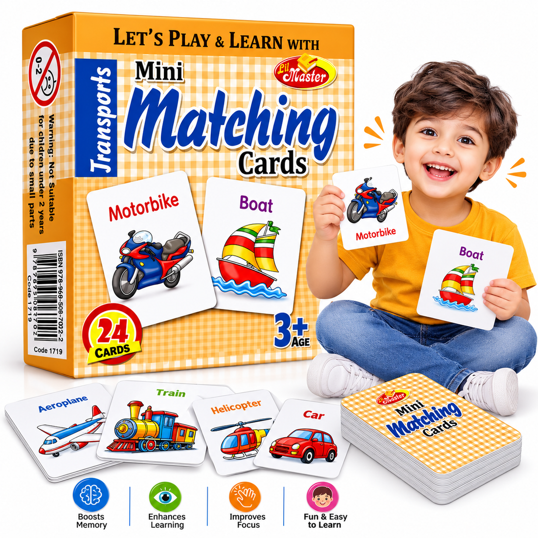 Mini Transport Matching Cards Learning Game Set