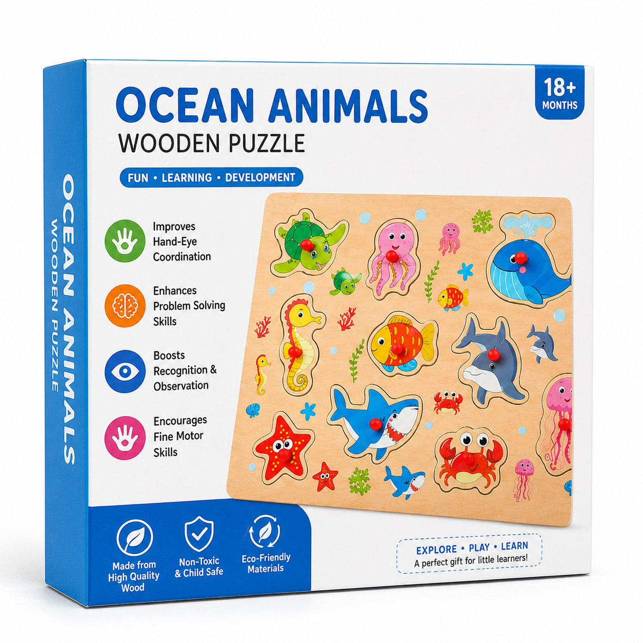 Ocean Theme Educational Peg Puzzle Toy