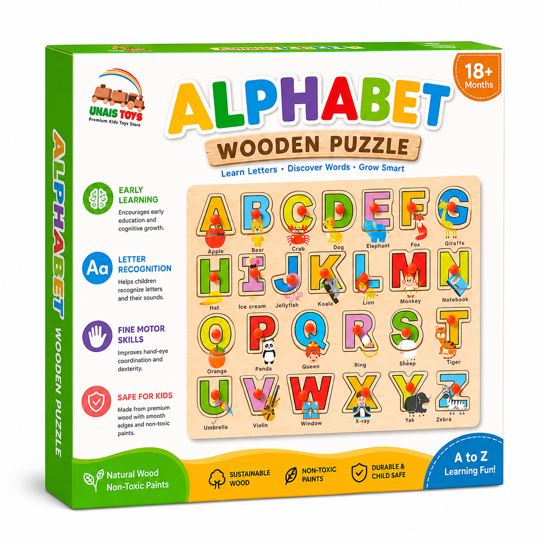 Wooden Alphabet ABC Puzzle Board for Kids