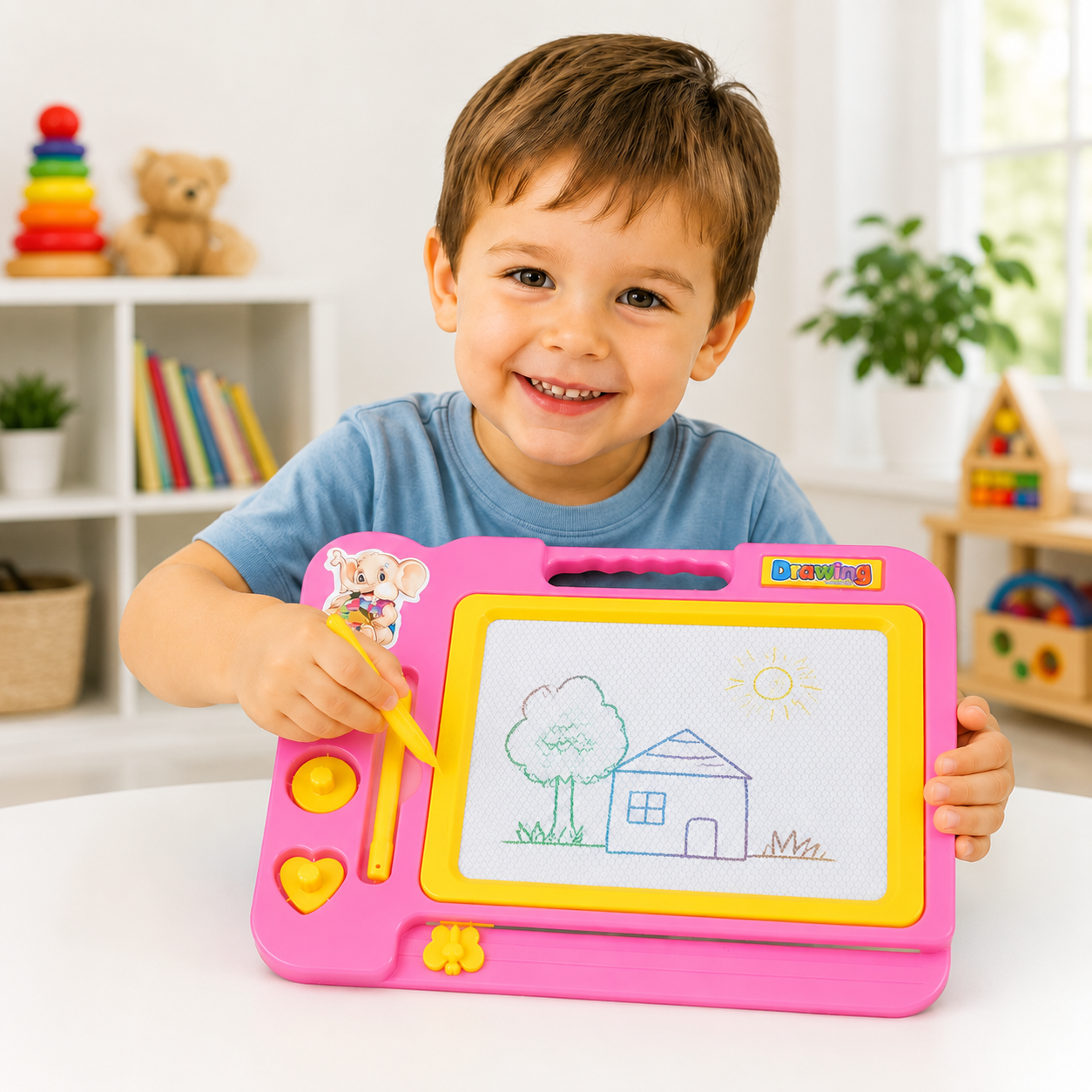 Kids Magnetic Drawing Board with Pen & Stamps