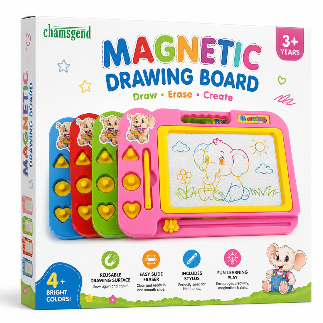 Kids Magnetic Drawing Board with Pen & Stamps