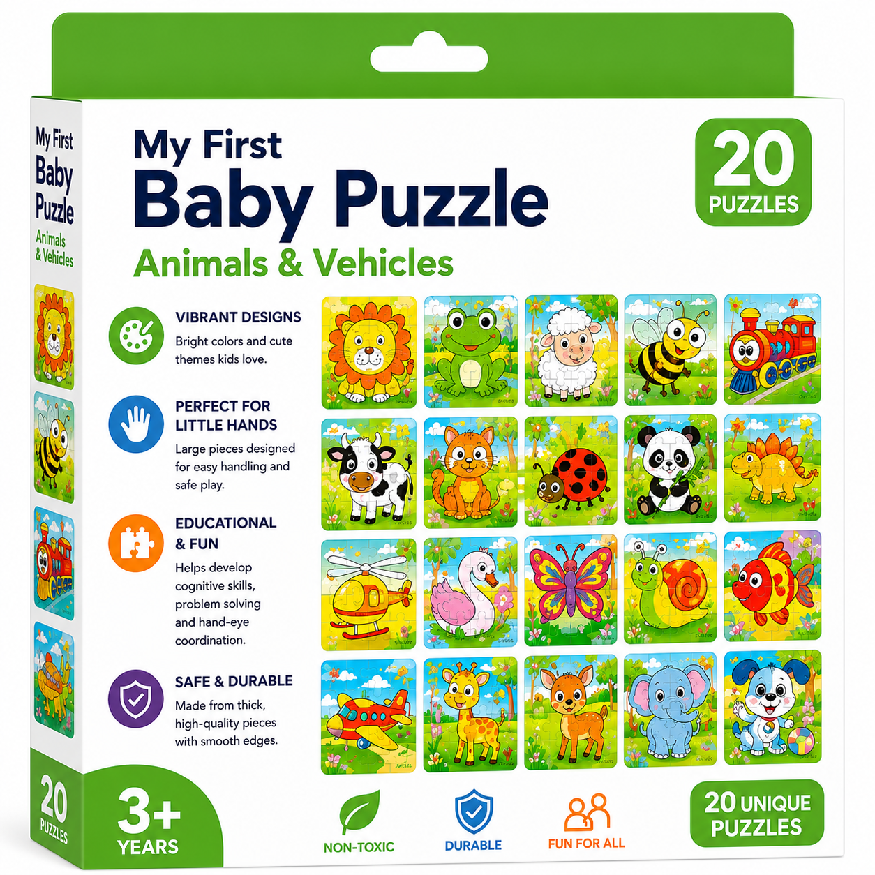 Wooden Kids Puzzle Set – 24 Educational Jigsaw Boards
