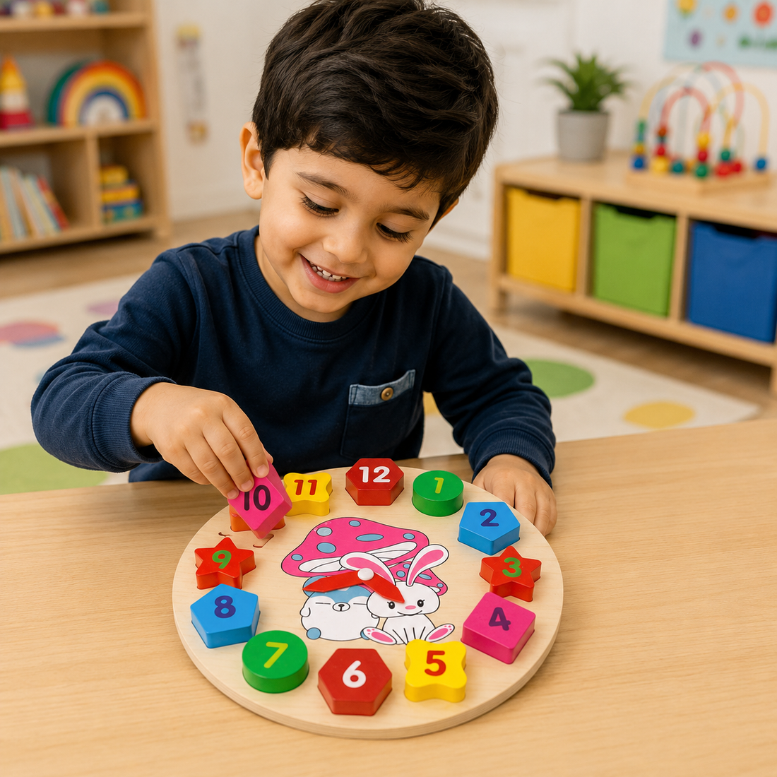 Wooden Number & Shape Puzzle Learning Board Toy
