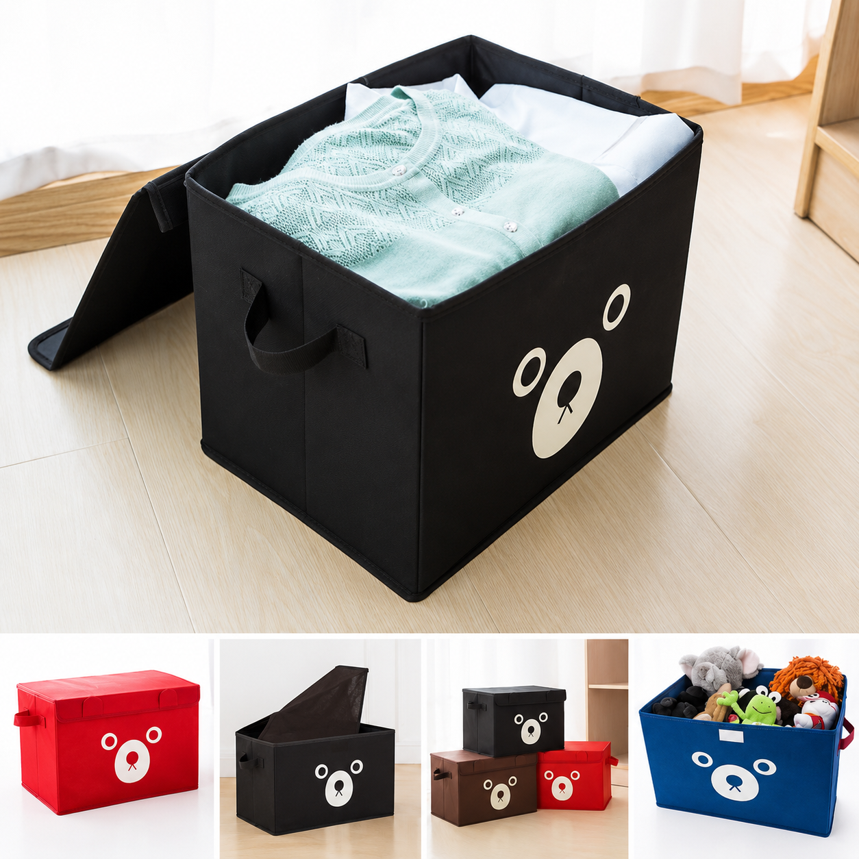 Foldable Toy Storage Box with Lid