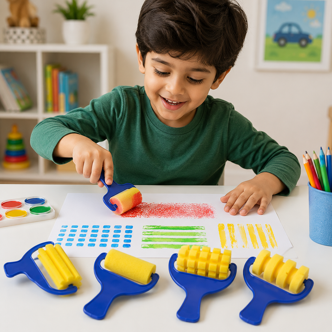 Kids Pattern Paint Roller Set