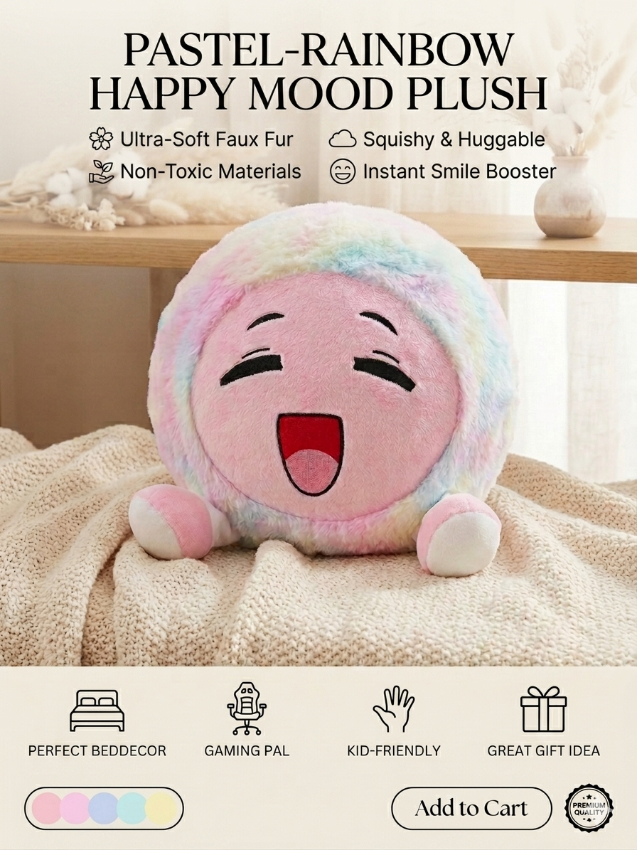 Rainbow Smiley Plush Cushion Soft Kids Toy Pillow