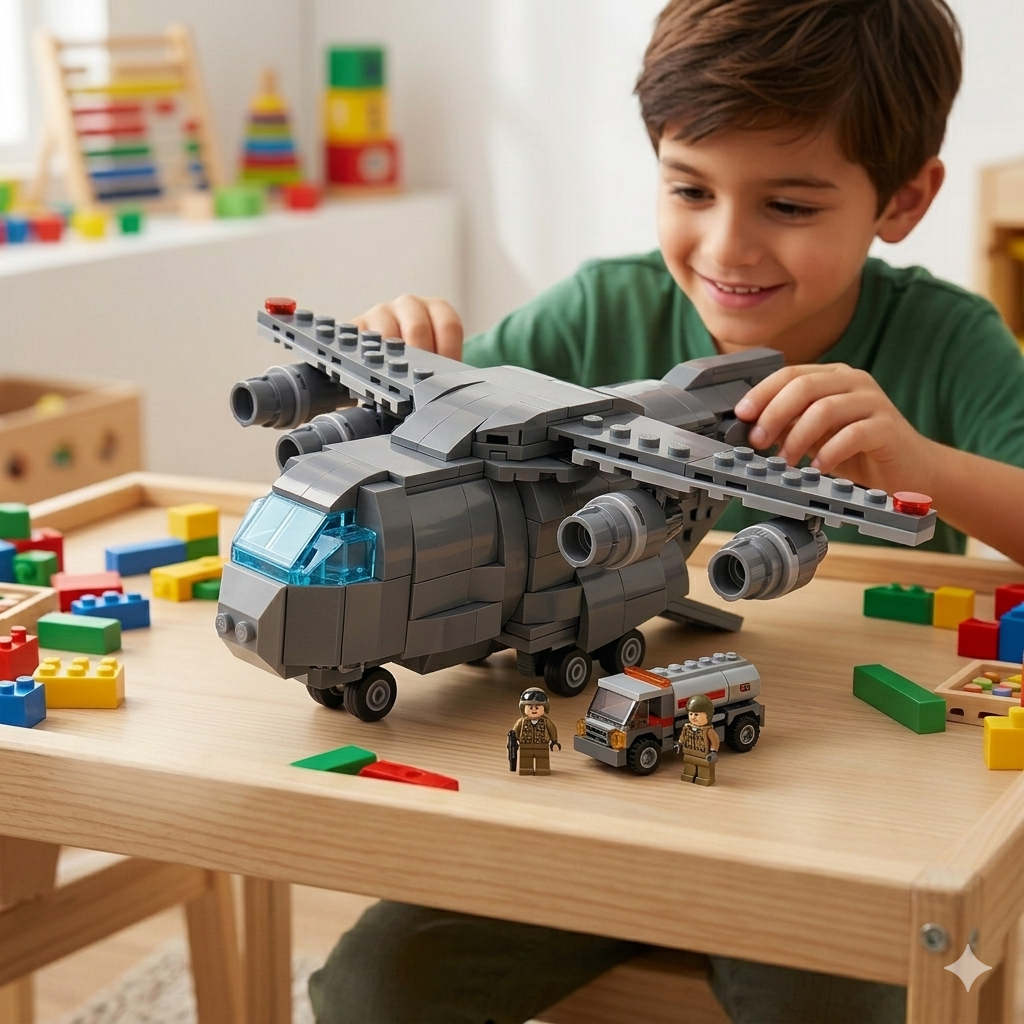 Pingao Blocks Military Transport Plane Building Set