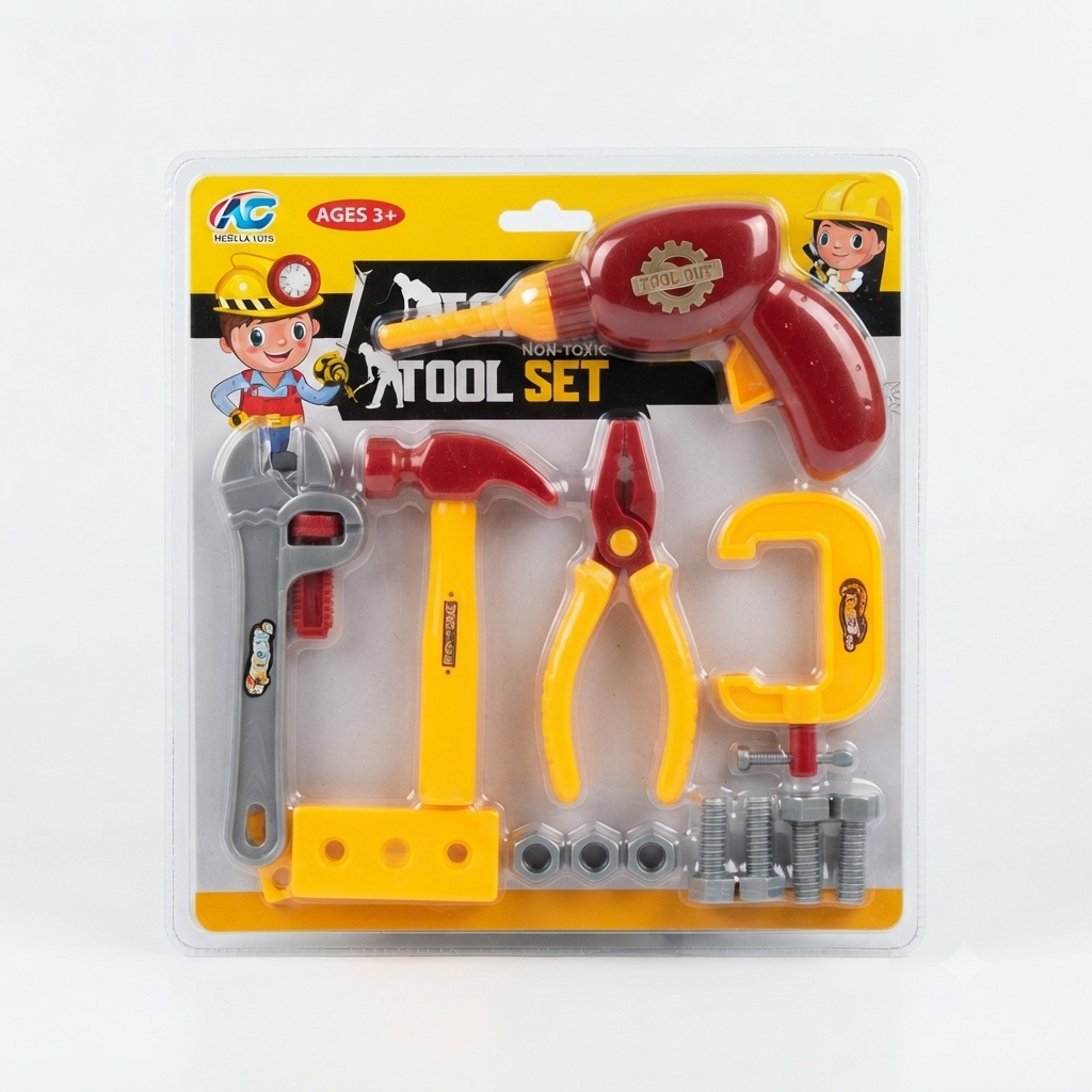 kids pretend play tool set with drill and accessories