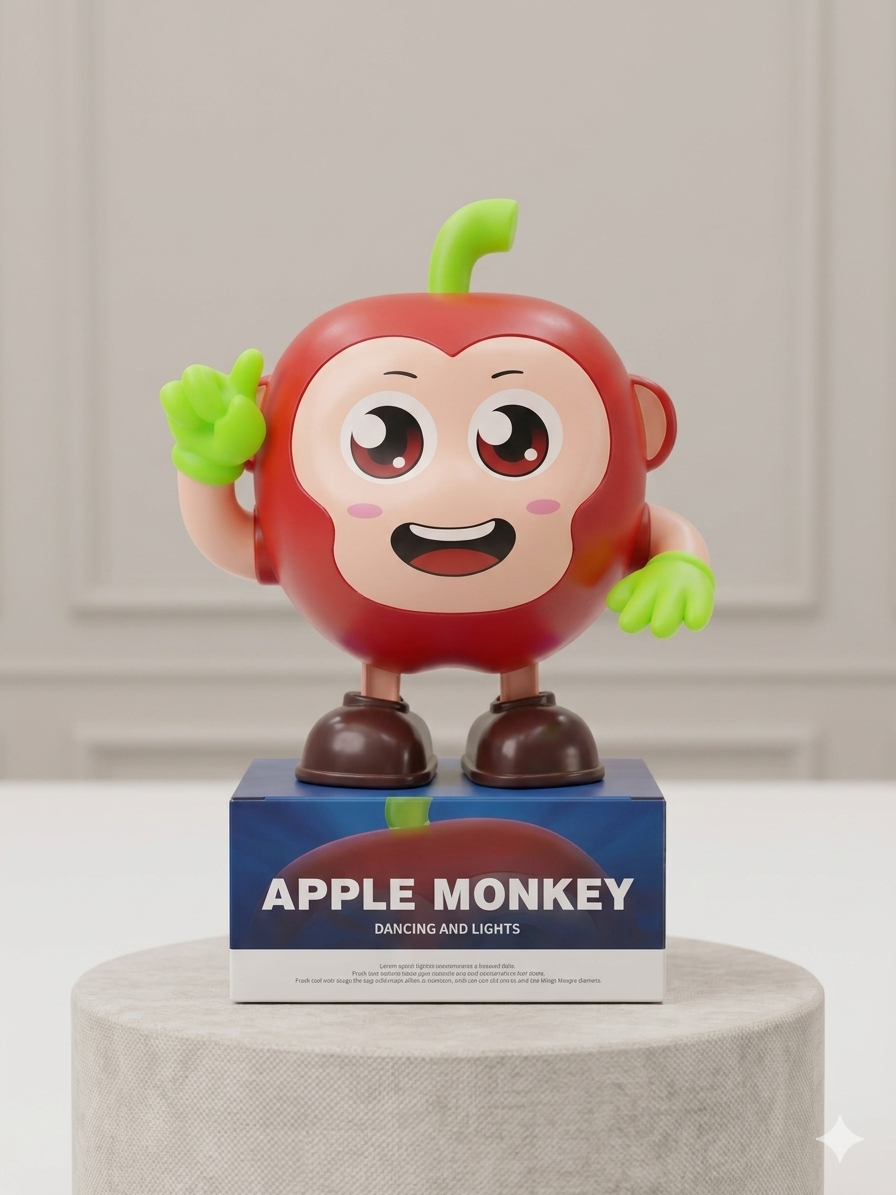 Cute Musical Apple Monkey Dancing Toy with Lights
