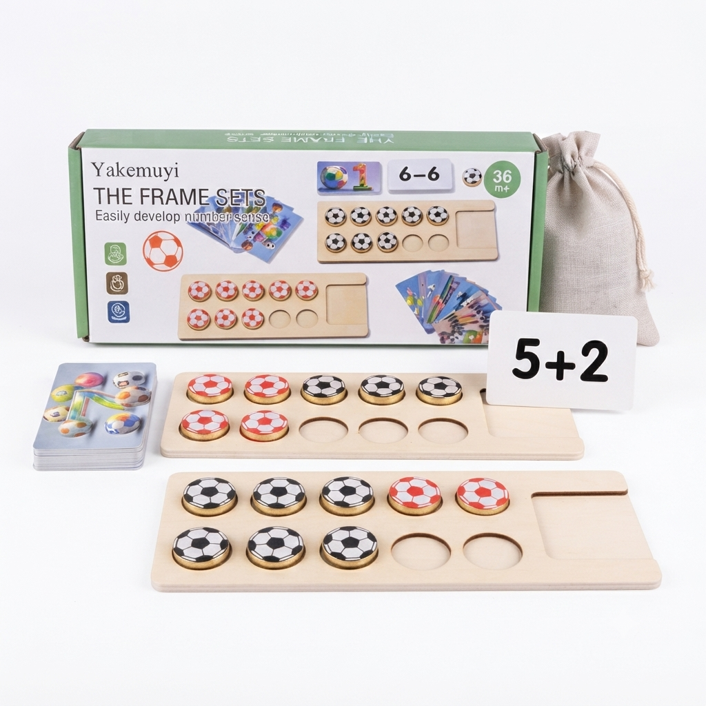 kids wooden math counting frame game with number cards