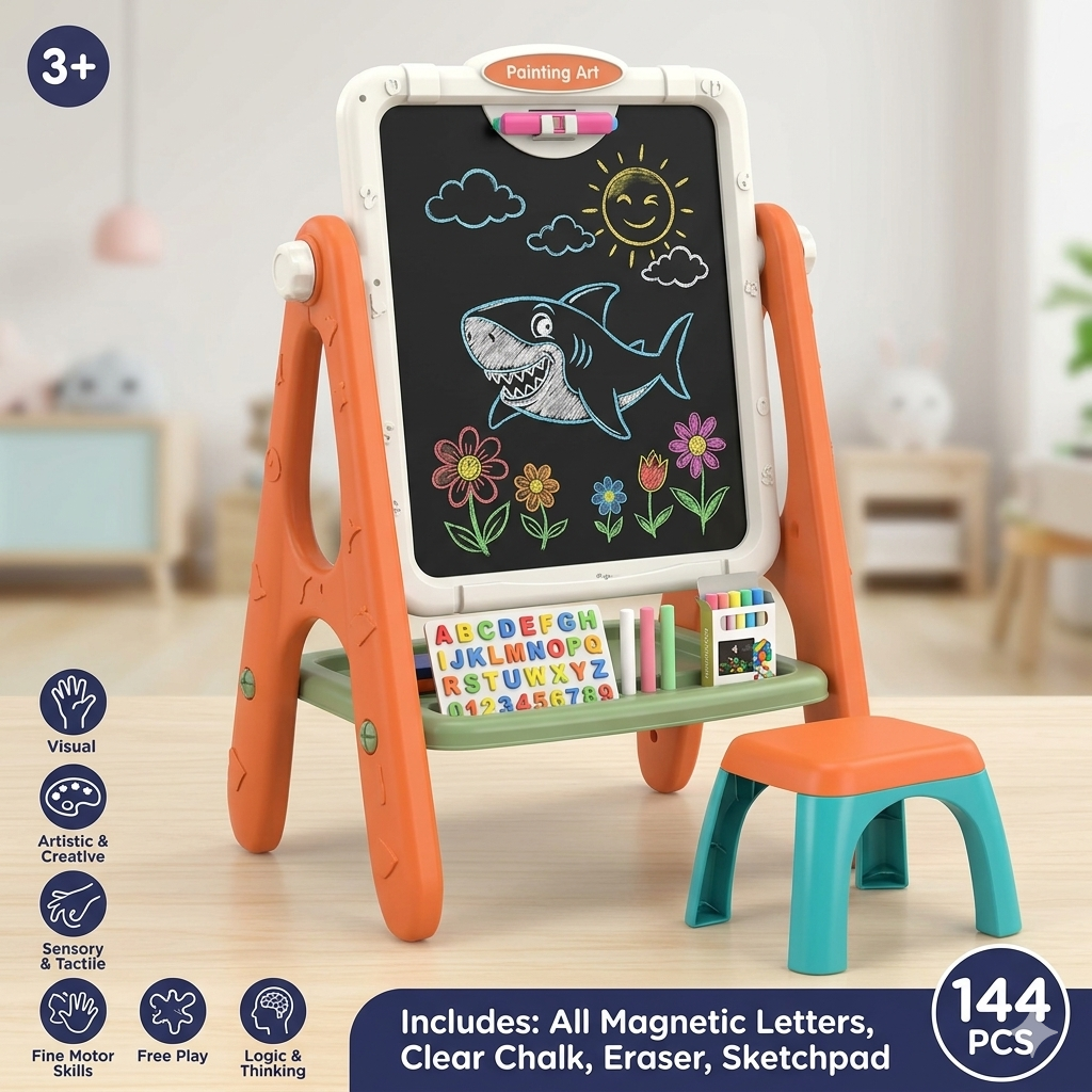 Kids Painting Art Drawing Board Easel Learning Toy
