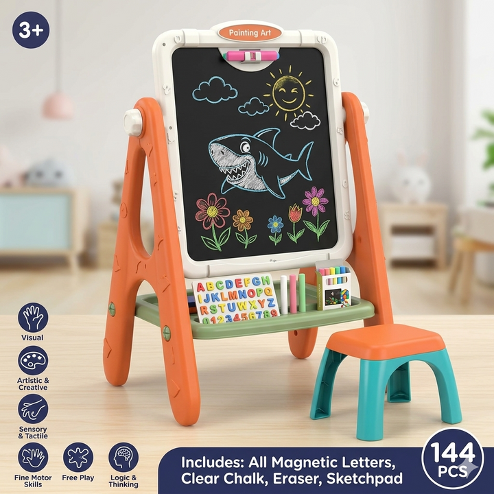 Kids Painting Art Drawing Board Easel Learning Toy