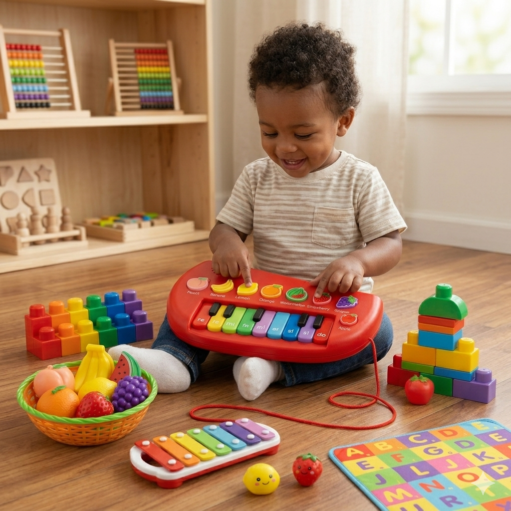 Apple Musical Piano Toy with Animal Sounds for Kids
