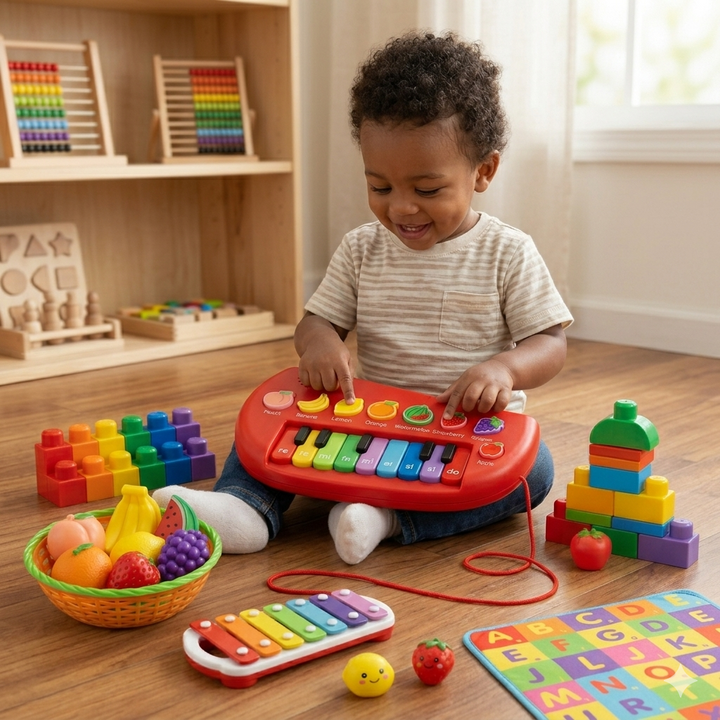 Apple Musical Piano Toy with Animal Sounds for Kids