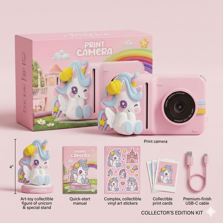 Kids Instant Print Camera Unicorn Edition