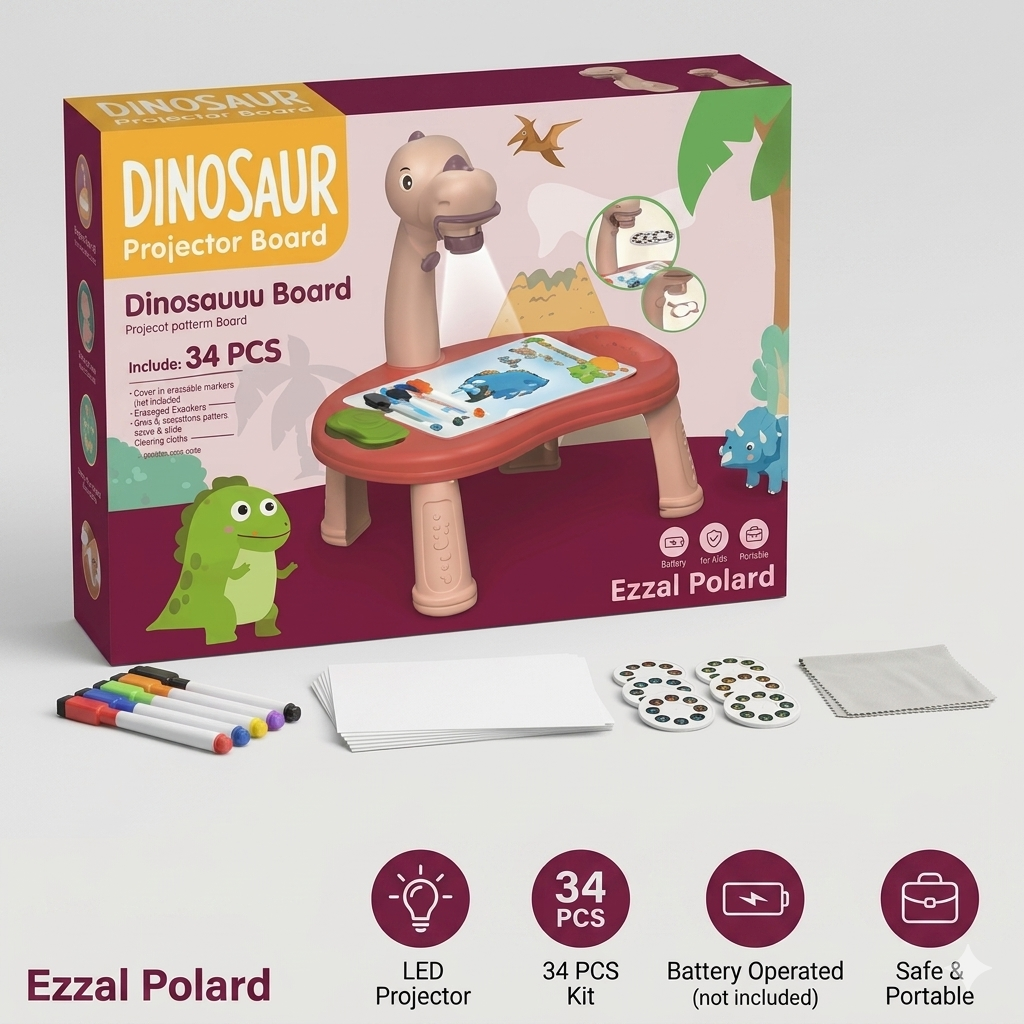Dinosaur Projection Suitcase Drawing Toy for Kids