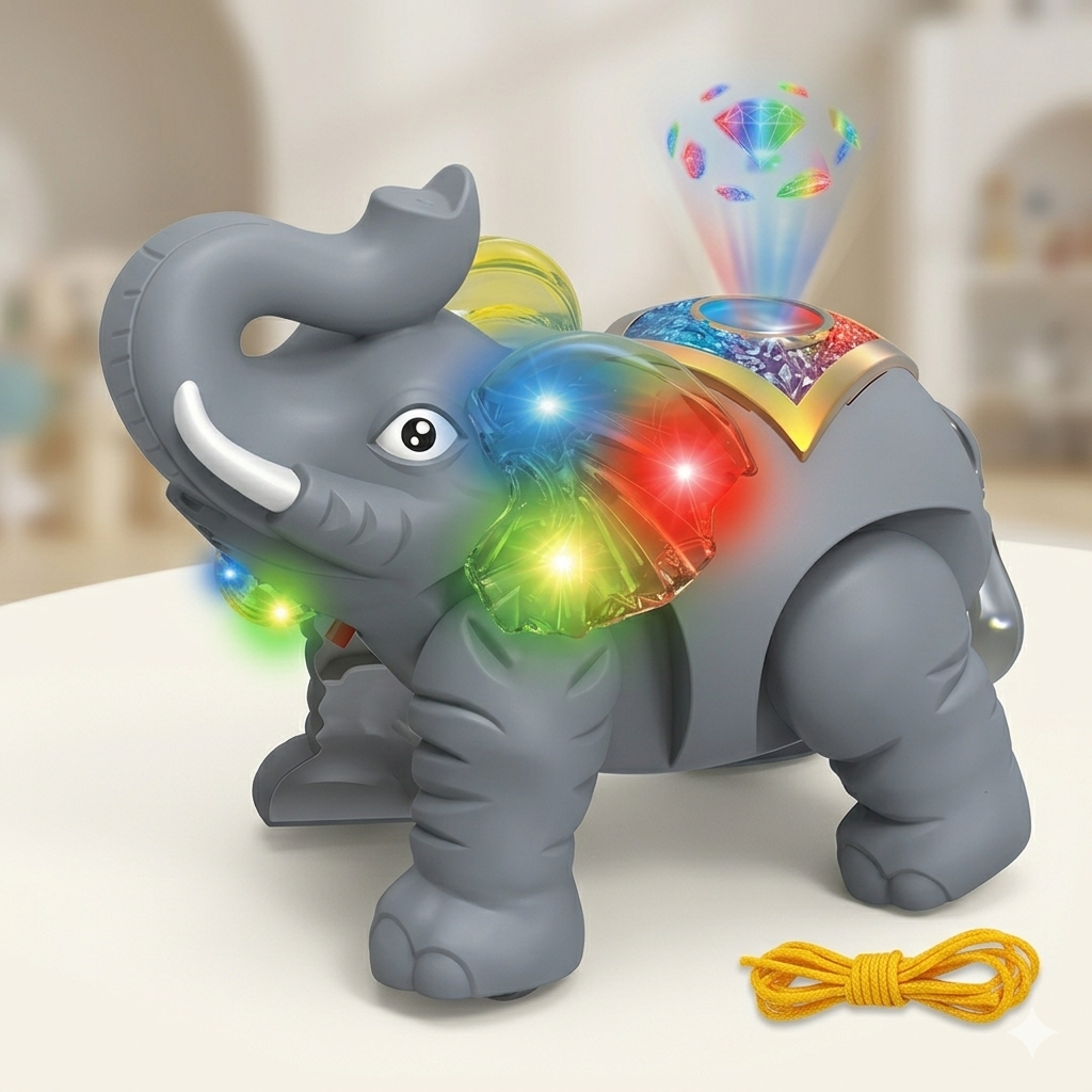 Musical Walking Elephant Toy with Lights & Sound