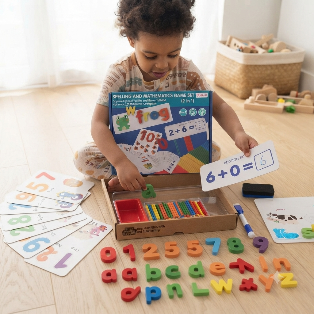 2-in-1 Spelling & Math Learning Game Set