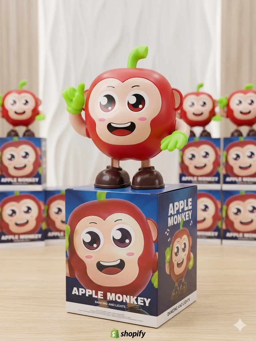 Cute Musical Apple Monkey Dancing Toy with Lights