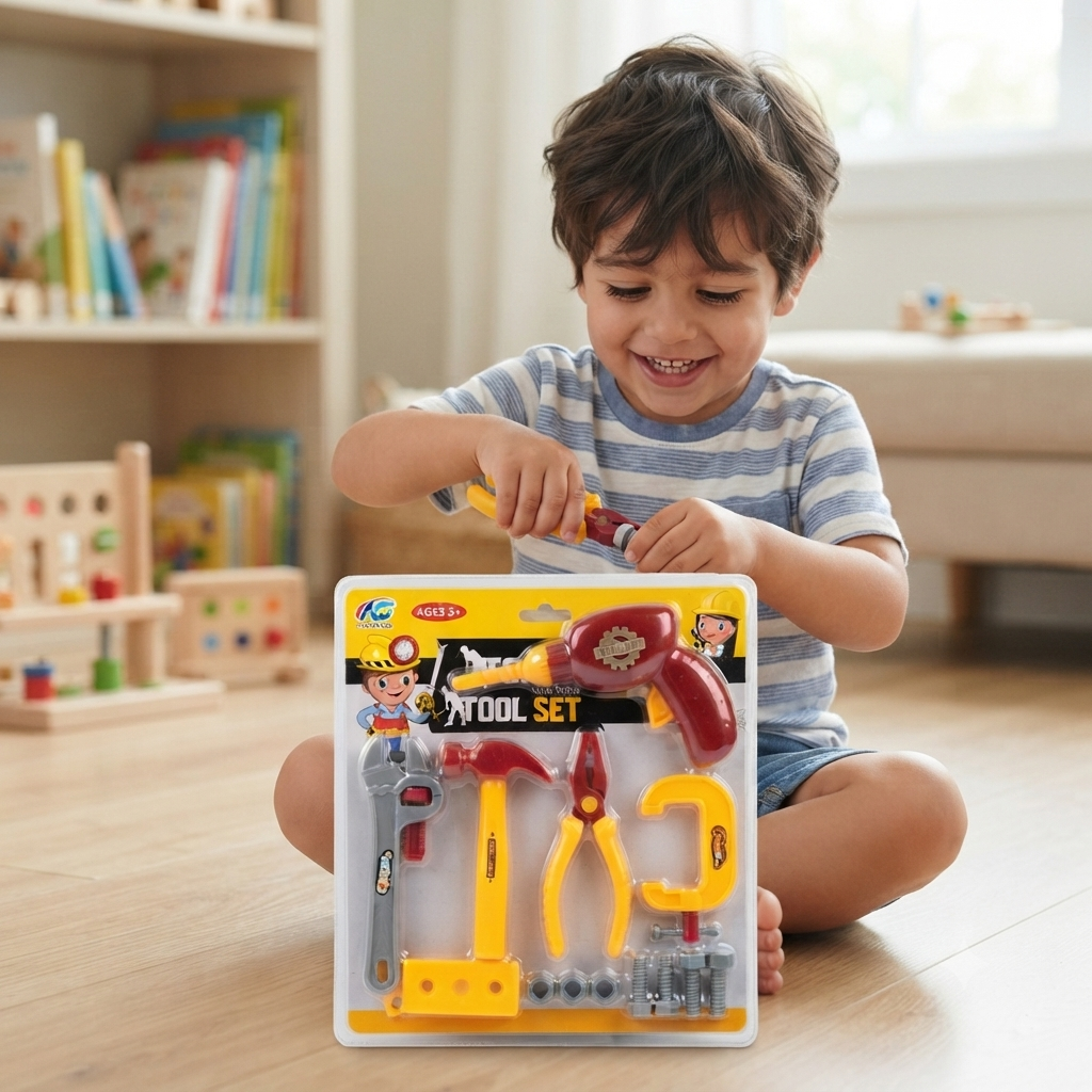 kids pretend play tool set with drill and accessories