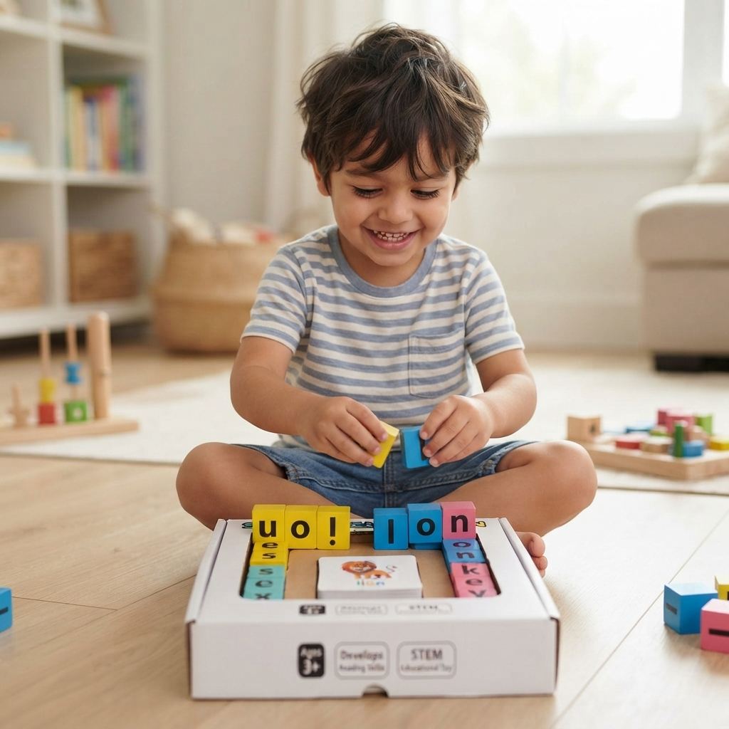 kids alphabet spelling blocks and flash cards learning set