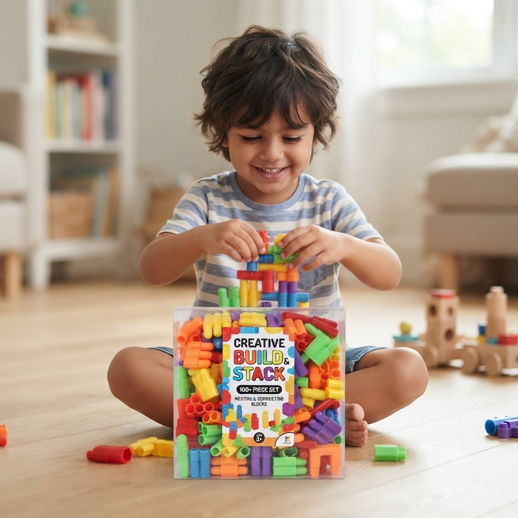 kids colorful snap building blocks construction set