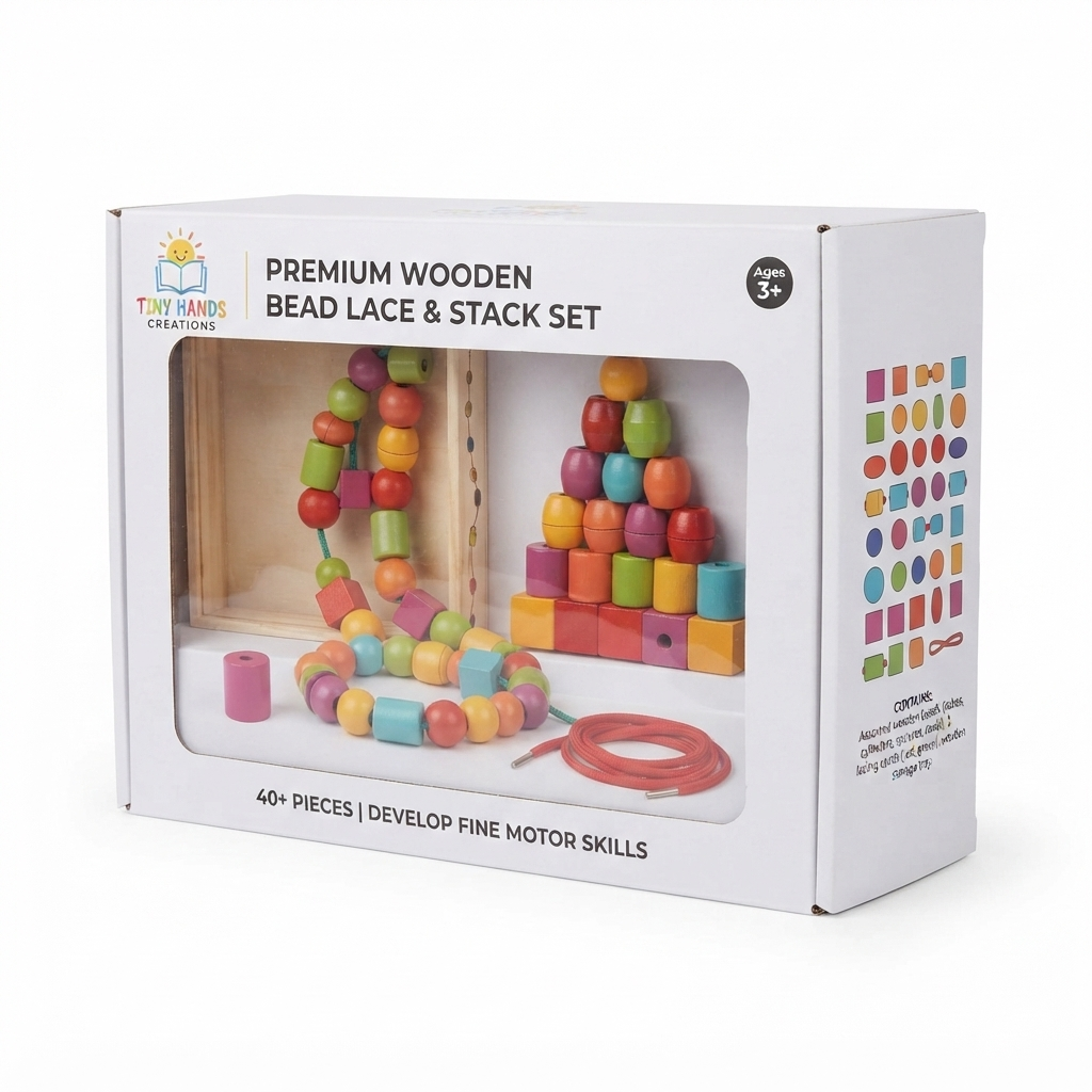 Montessori Wooden Bead Lacing & Threading Toy for Kids