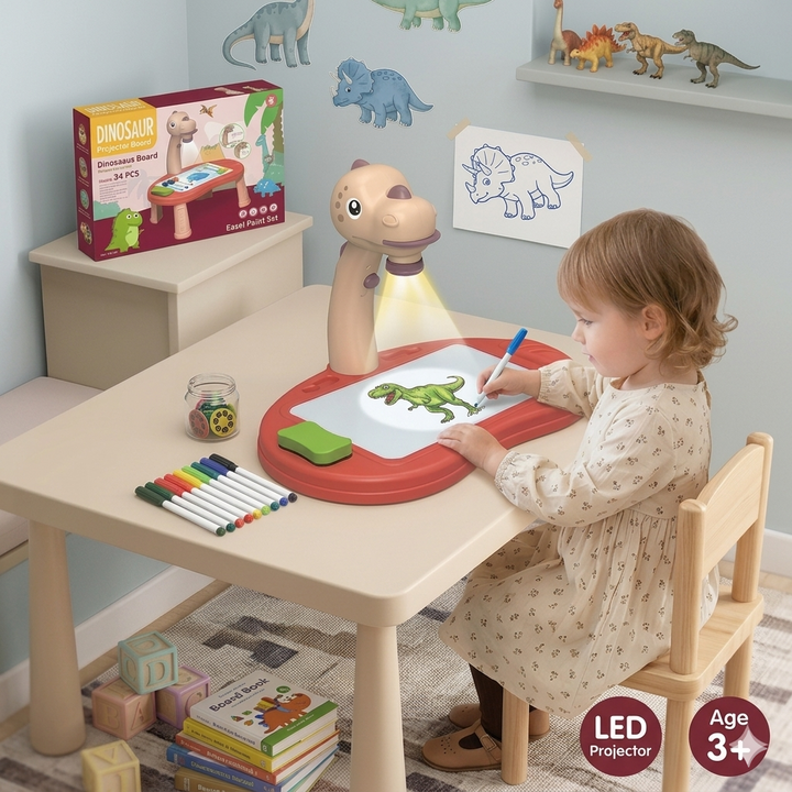 Dinosaur Projection Suitcase Drawing Toy for Kids
