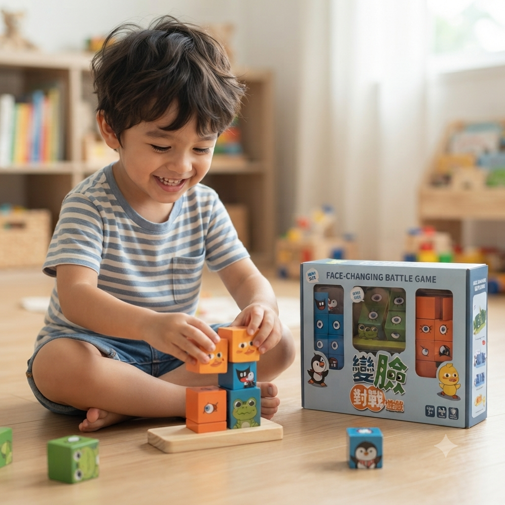 Wooden Face Change Puzzle Game – Montessori Brain Toy