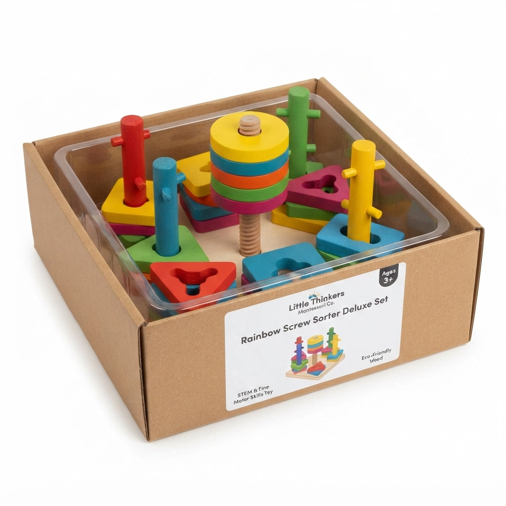 Montessori Wooden Shape Sorting & Stacking Puzzle