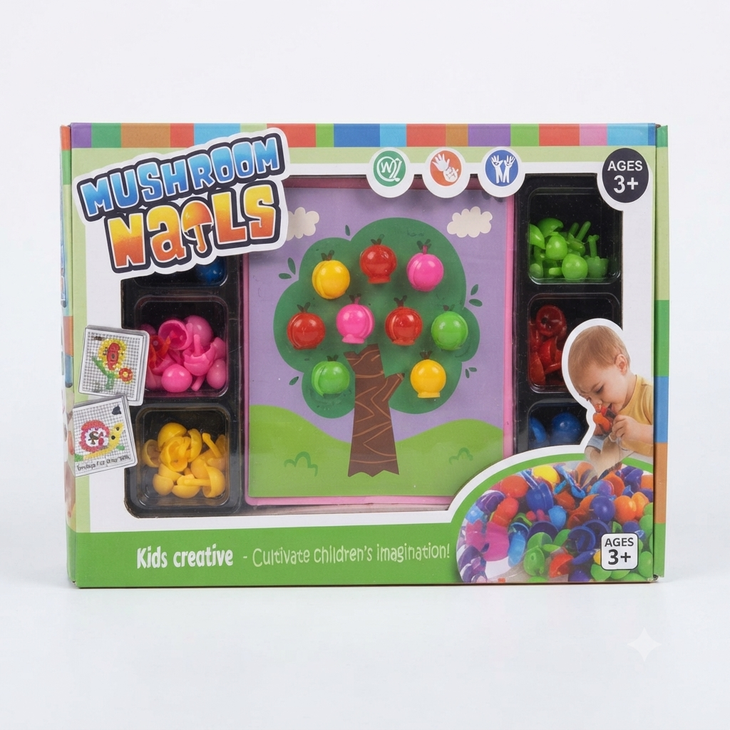 kids mushroom nails creative peg board game set
