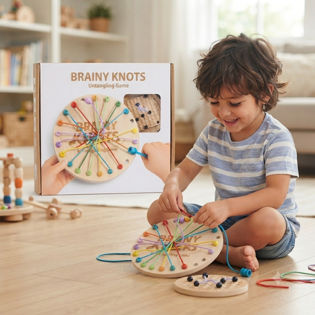 Wooden Brain Knot Puzzle Game for Kids