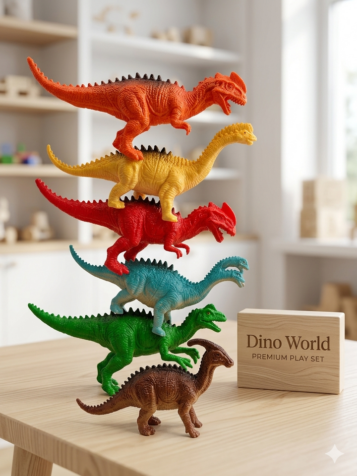 Happy Animal World Dinosaur Figures Set – 8 Colorful Dinos
