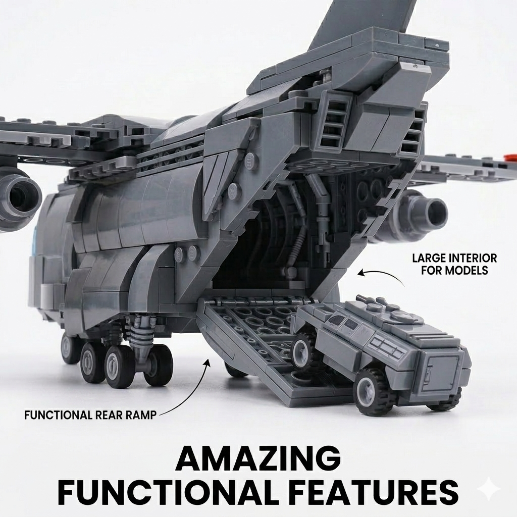 Pingao Blocks Military Transport Plane Building Set