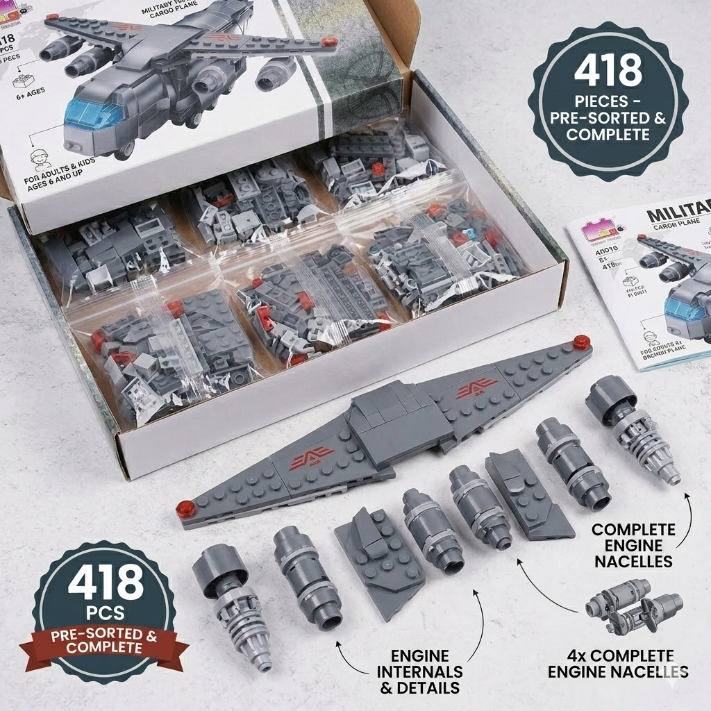 Pingao Blocks Military Transport Plane Building Set