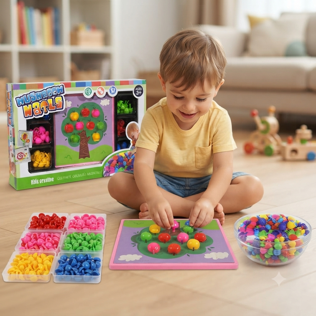 kids mushroom nails creative peg board game set