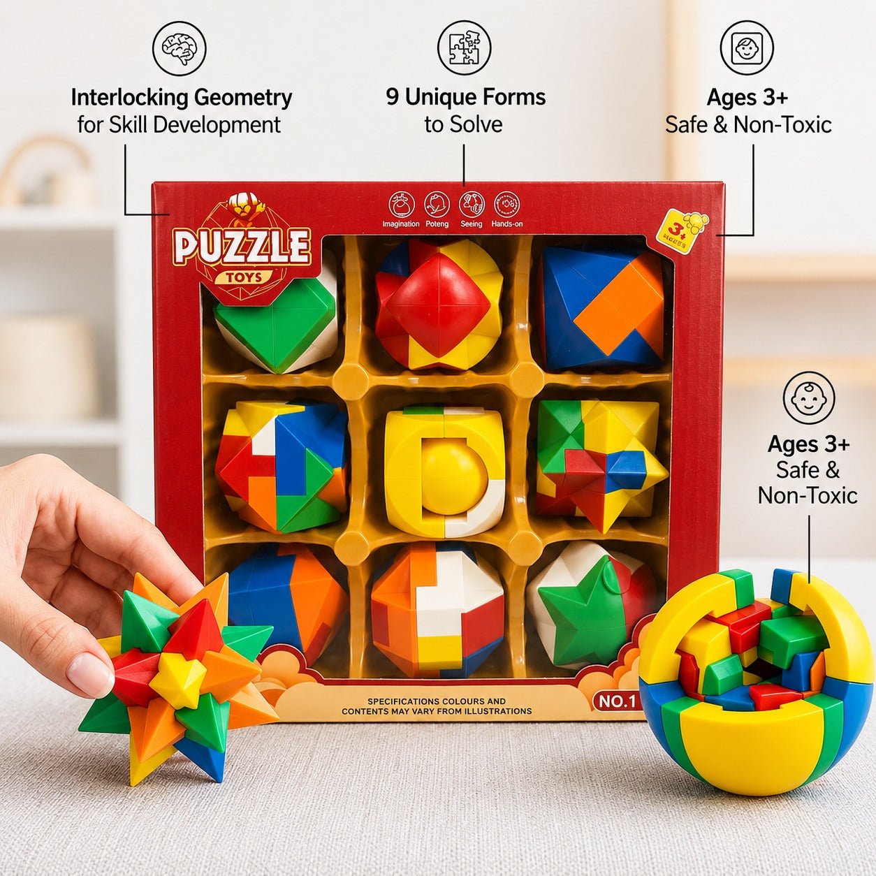 Puzzle Toys Variety Geometric Brain Teaser Set