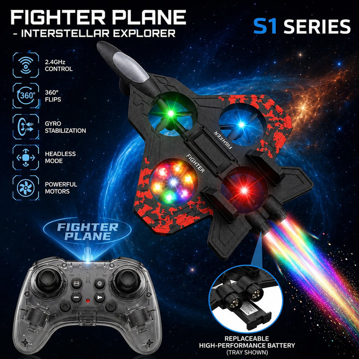 Fighter S1 RC Fighter Plane Drone for Kids Fun Toy