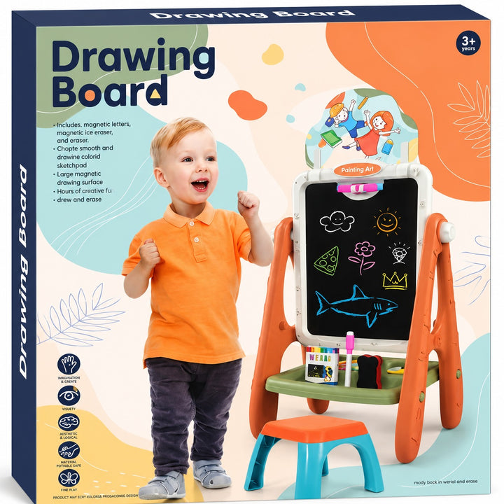 Kids Painting Art Drawing Board Easel Learning Toy