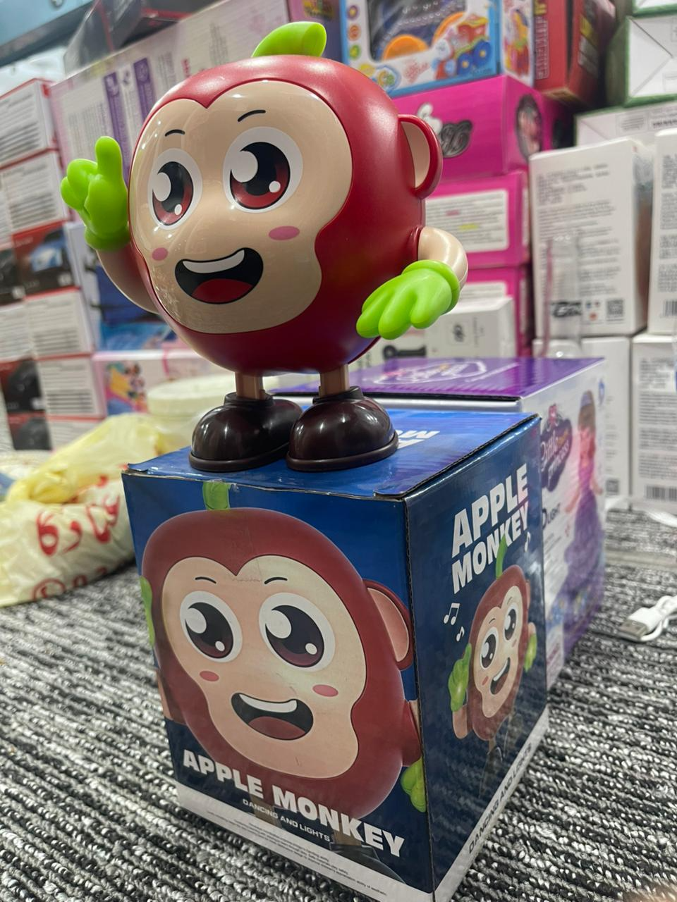 Cute Musical Apple Monkey Dancing Toy with Lights